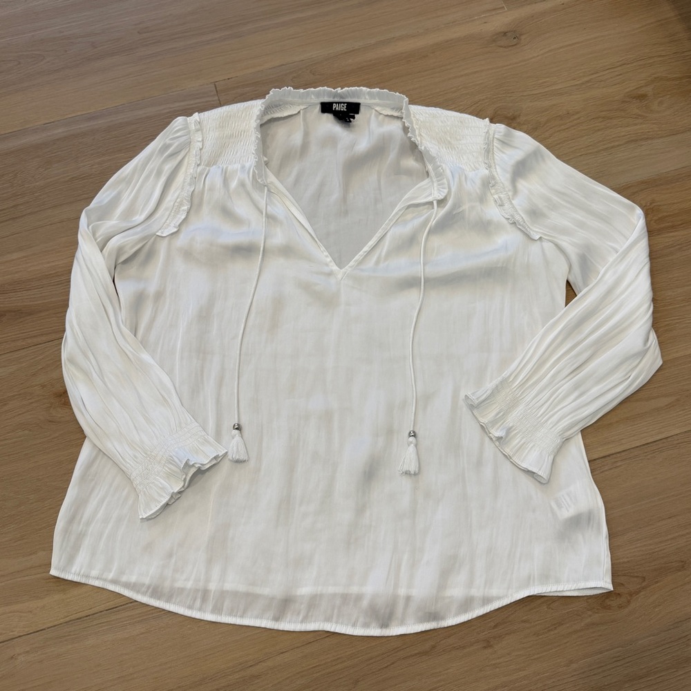 Paige Jeans peasant top medium White Long Sleeve Blouse